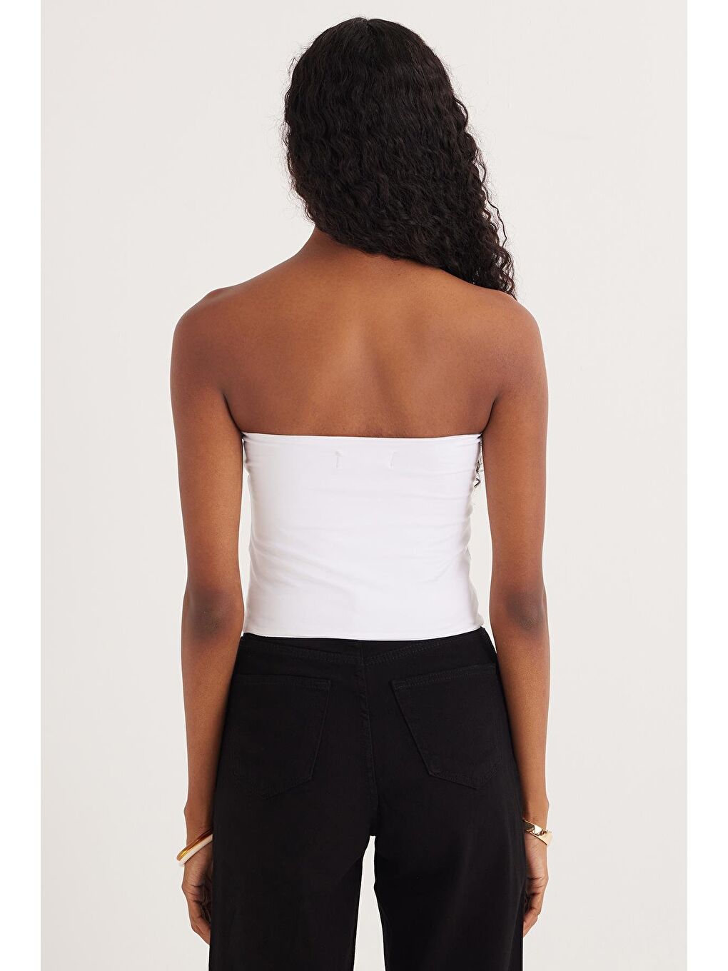 Kadın Slim Fit Dar Kesim Straplez Beyaz Body-6