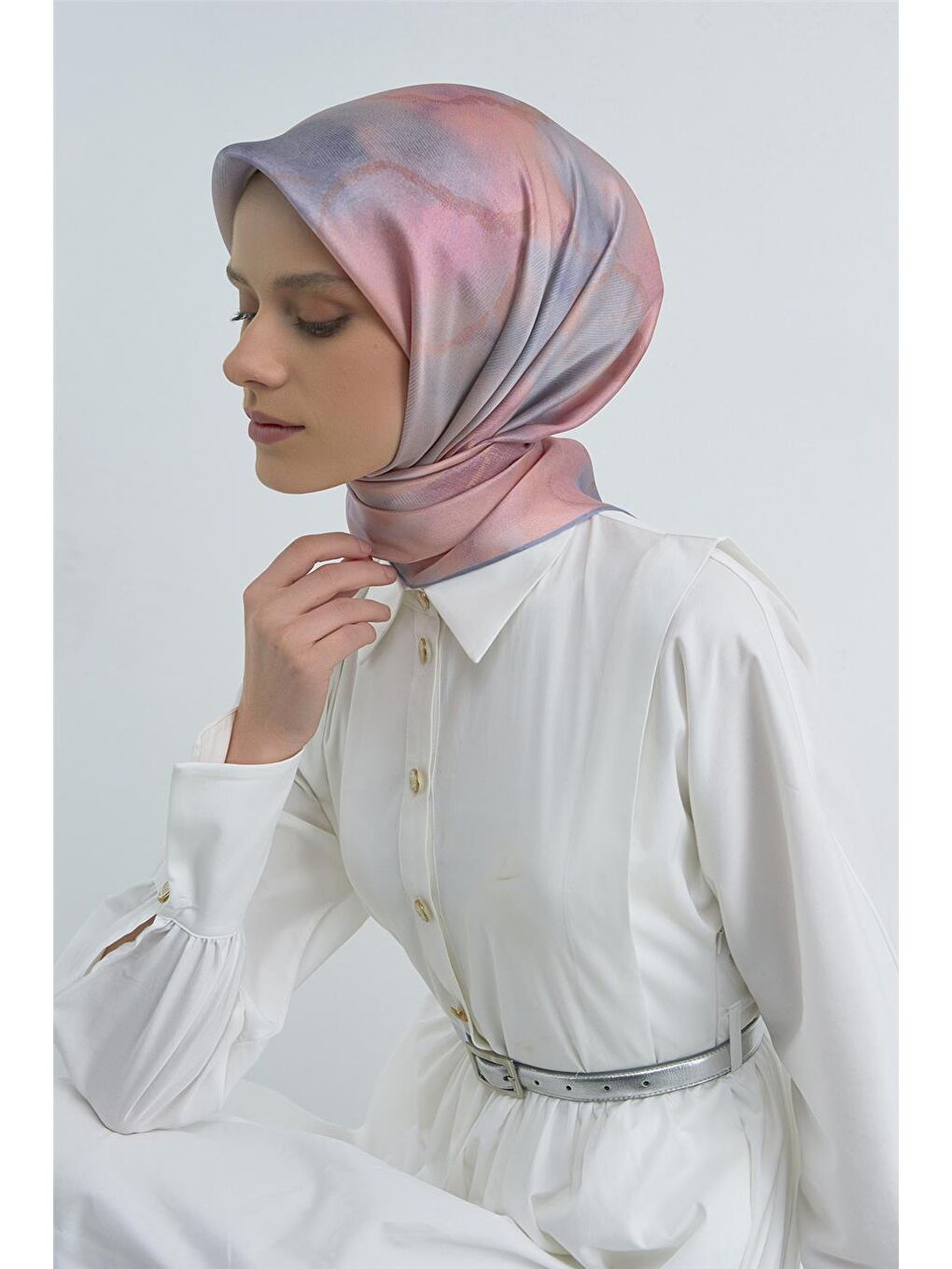 Pembe Saf İpek Twill Eşarp 9501D 81-2