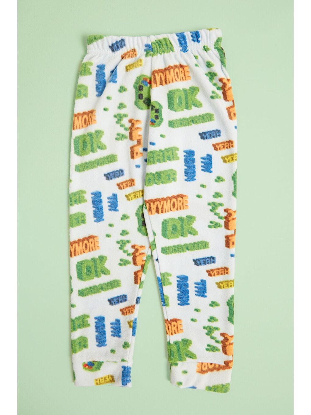 Mavi Ev Desenli Polar Unisex Çocuk Pijama Takımı-3