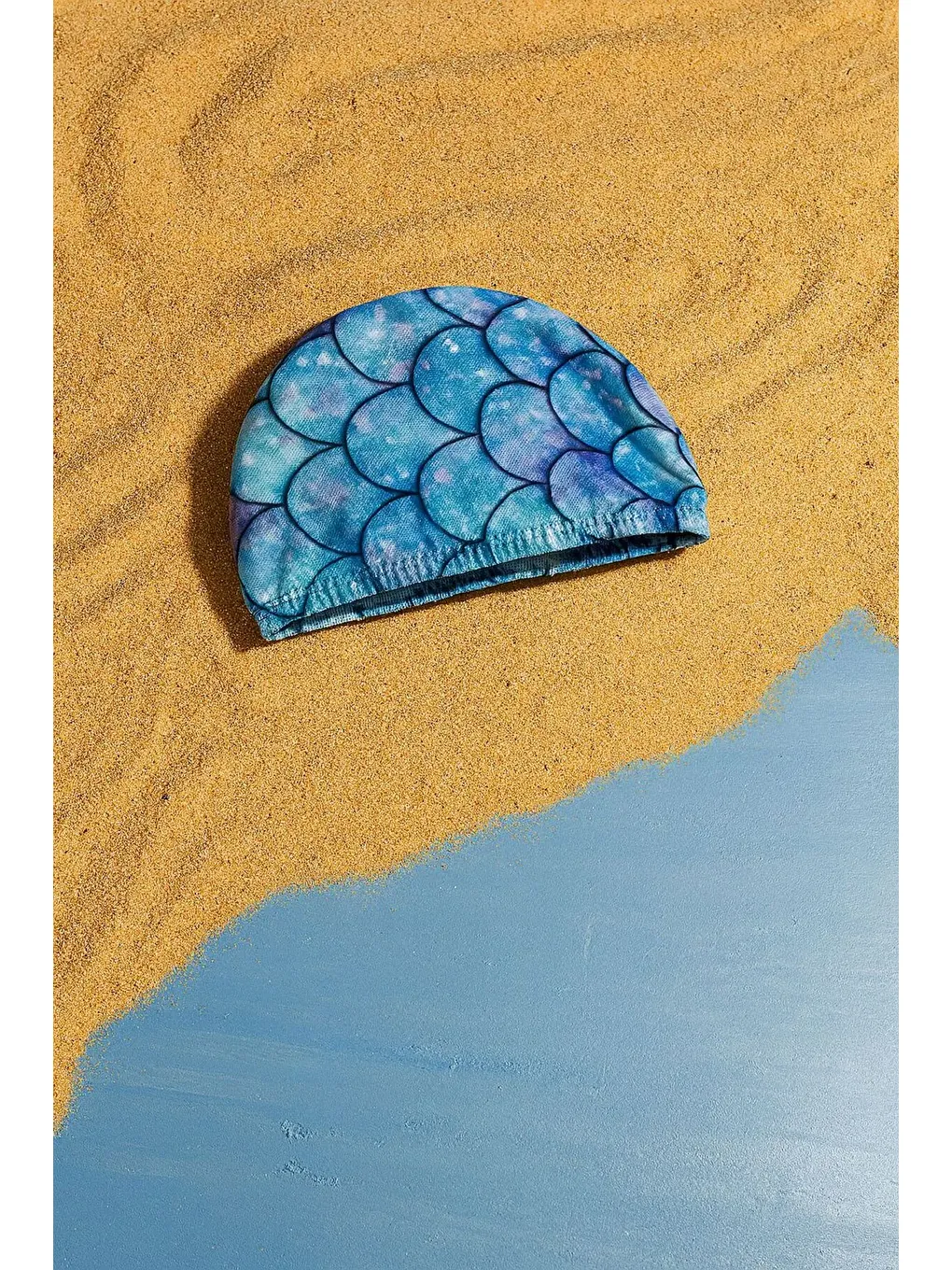 Lacivert Kız Çocuk Mayo Deniz Kızı Desenli Çapraz Fırfırlı Mayo Bone Hediyeli 1-5 Yaş-2