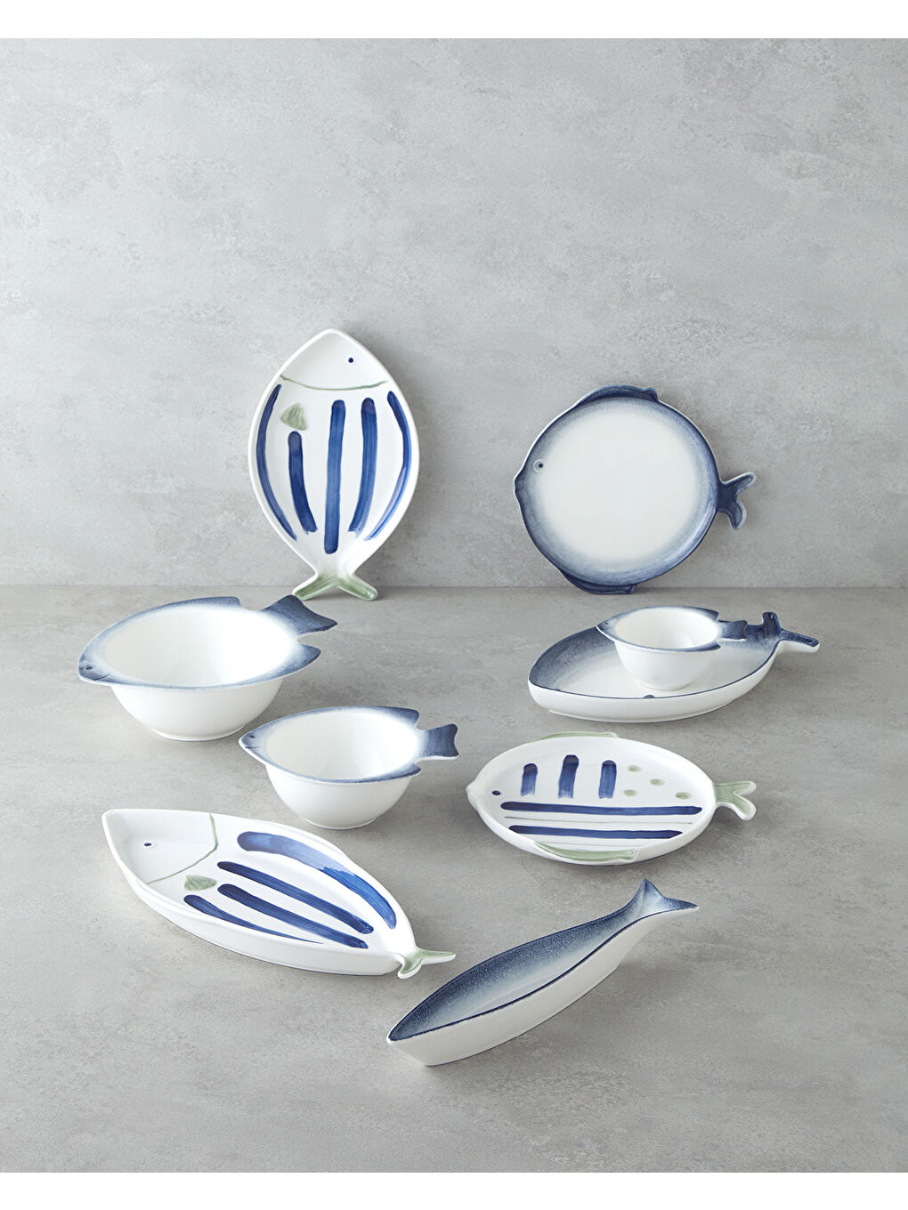 Marinova Porselen Kayık Tabak 26,5 cm Mavi-Beyaz-3