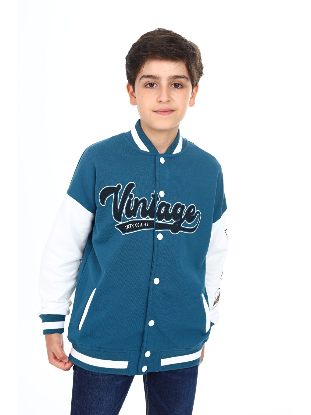 Petrol Erkek Çocuk Baskılı Kolej Hırka-2