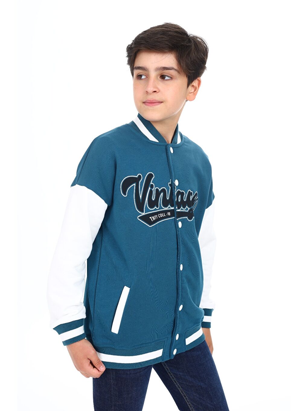 Petrol Erkek Çocuk Baskılı Kolej Hırka-3