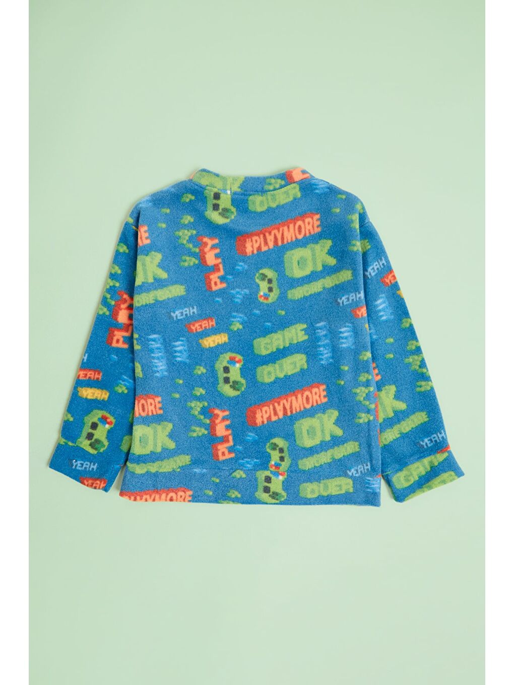 İndigo Ev Desenli Polar Unisex Çocuk Pijama Takımı-2