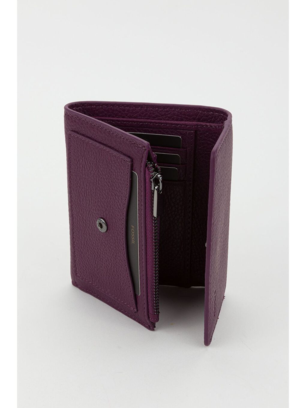 Mürdüm Kutulu Hakiki Deri Buz Mavi Orta Boy Kadın El Portföyü Kartlık Cüzdan-4