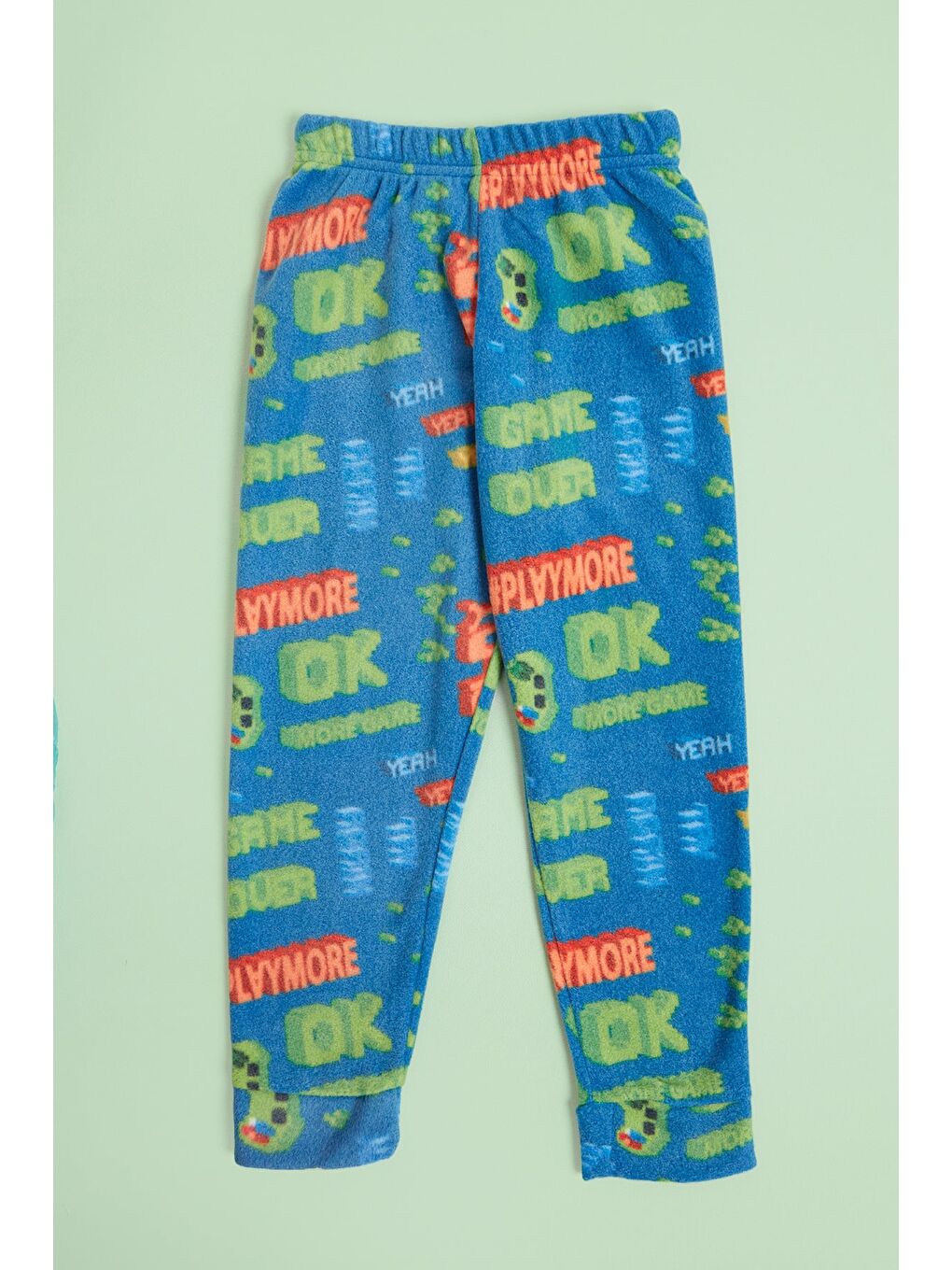 İndigo Ev Desenli Polar Unisex Çocuk Pijama Takımı-3