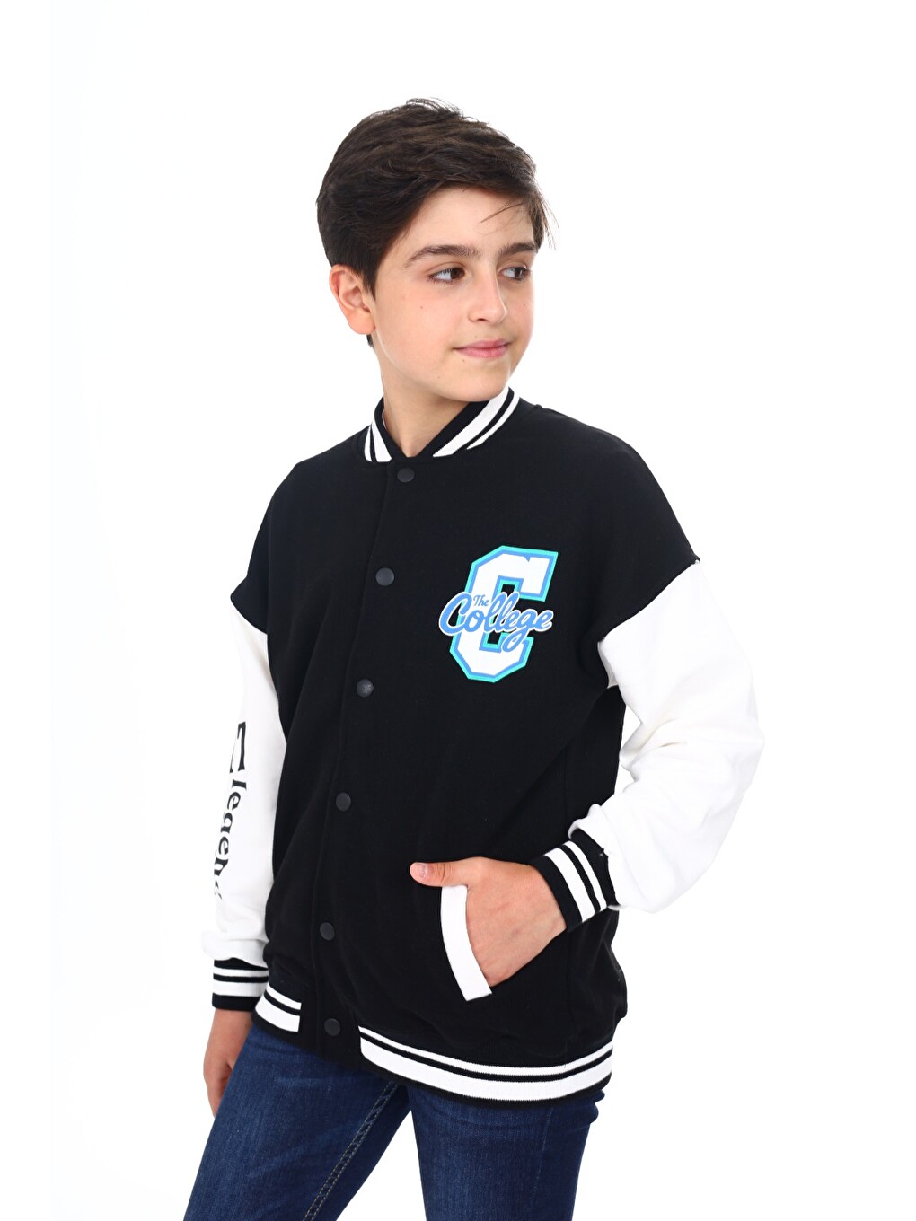 Siyah Erkek Çocuk Baskılı Kolej Hırka-3