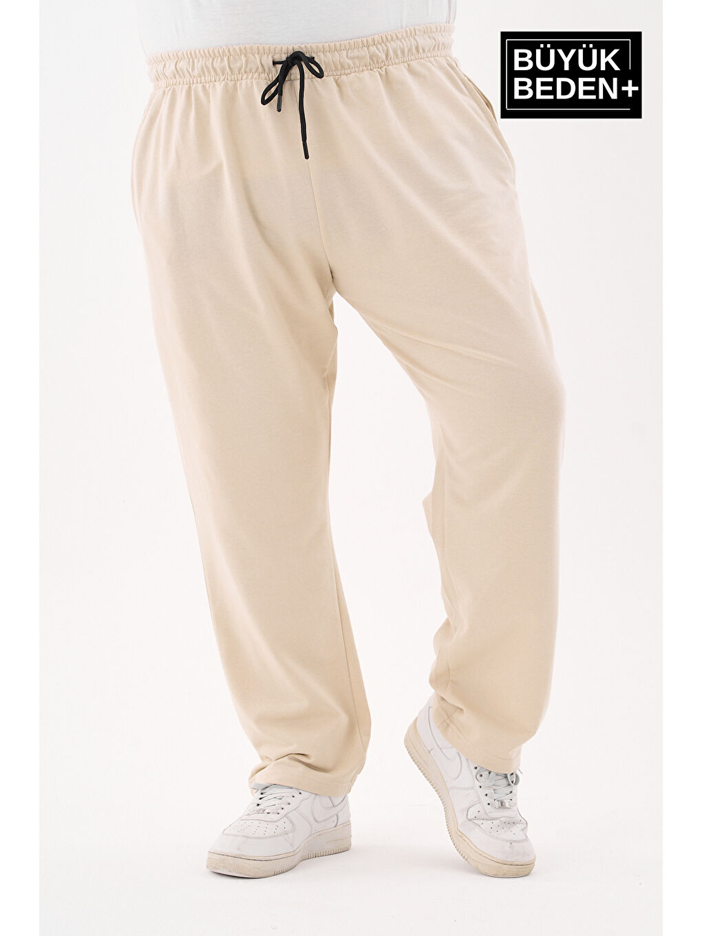 Bej Erkek Büyük Beden İnce Eşofman Altı SPR25BEA52-1