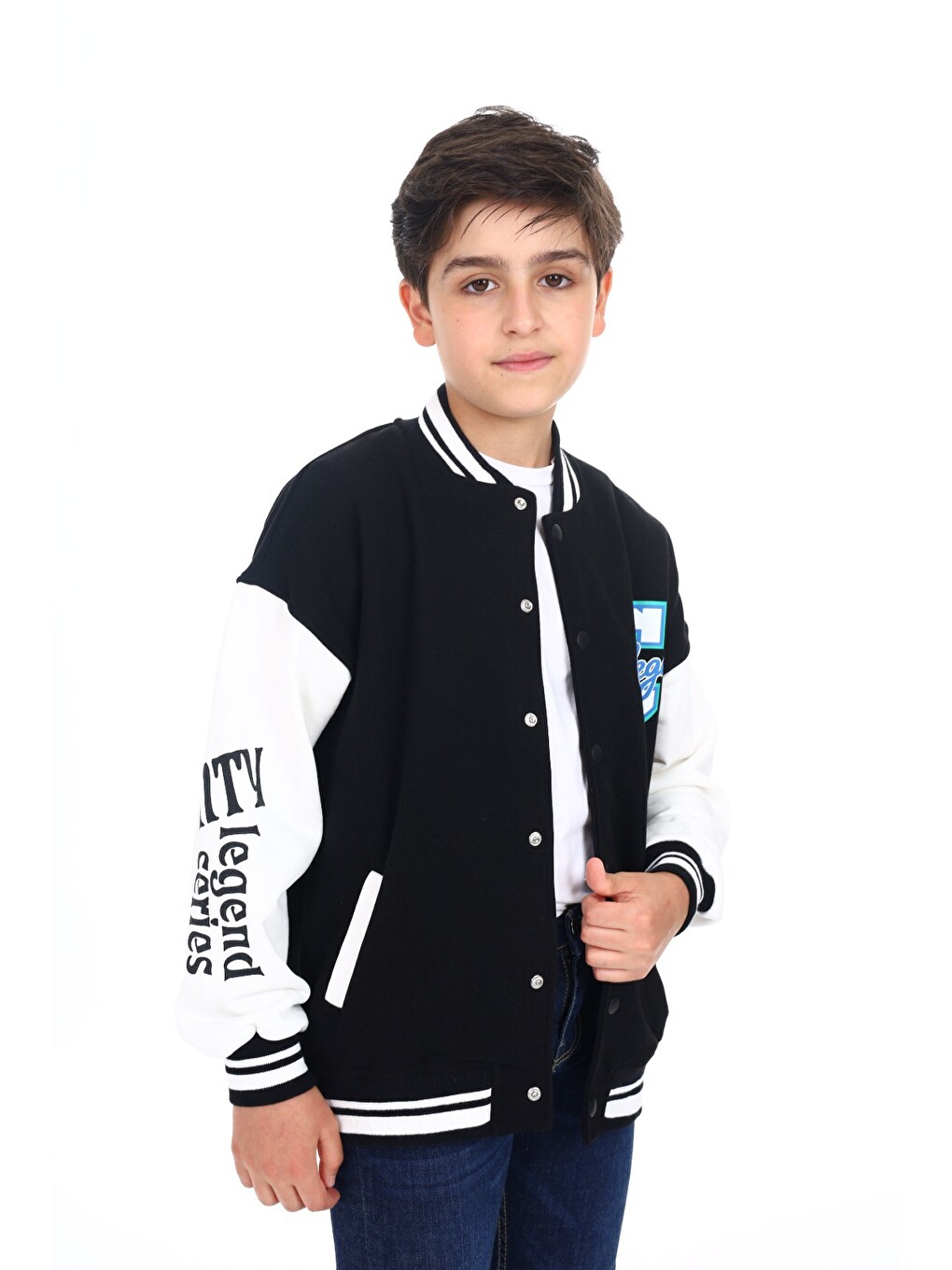 Siyah Erkek Çocuk Baskılı Kolej Hırka-4