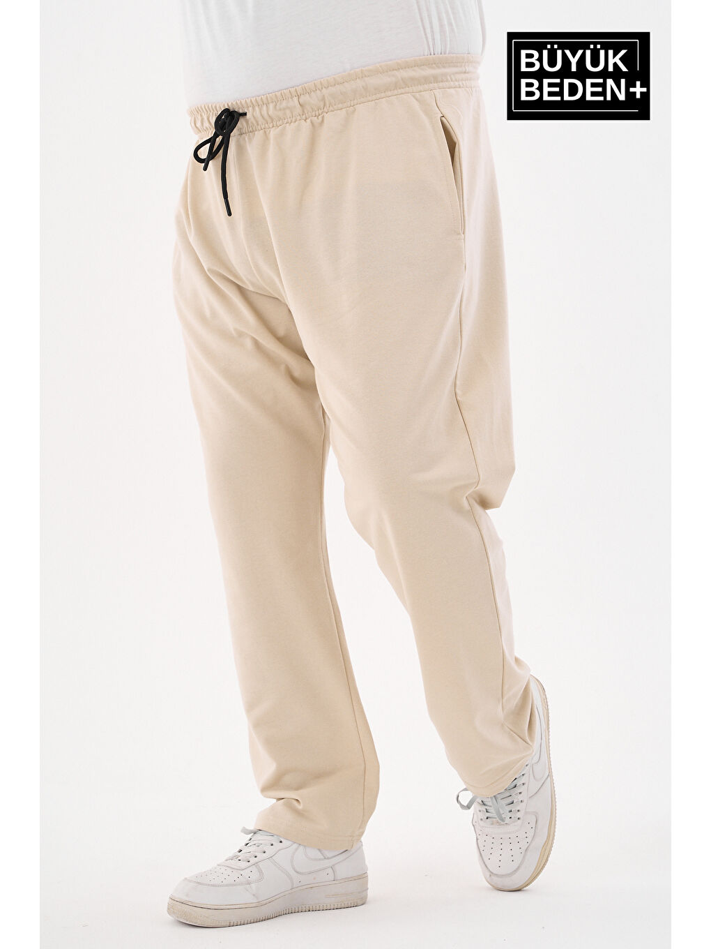 Bej Erkek Büyük Beden İnce Eşofman Altı SPR25BEA52-2