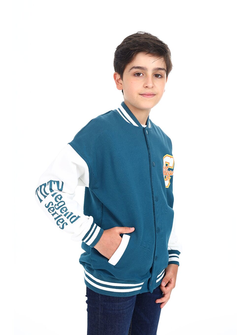 Petrol Erkek Çocuk Baskılı Kolej Hırka-2