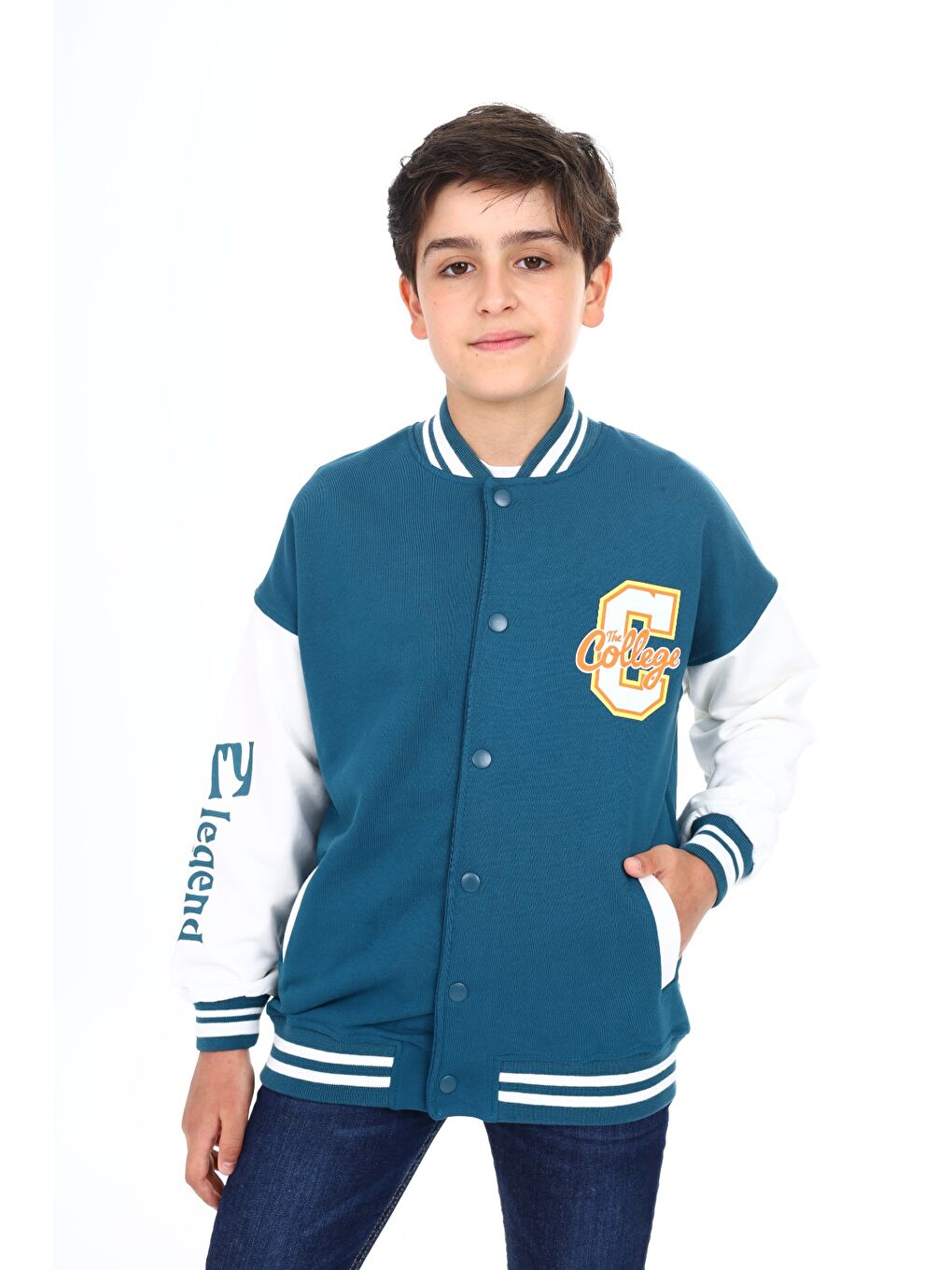 Petrol Erkek Çocuk Baskılı Kolej Hırka-3