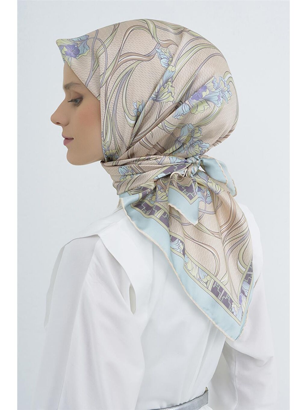 Bej Saf İpek Twill Eşarp 9512D 31-3