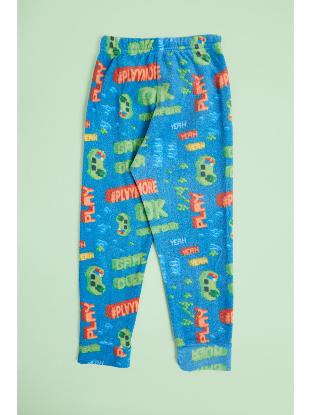 İndigo Ev Desenli Polar Unisex Çocuk Pijama Takımı-4