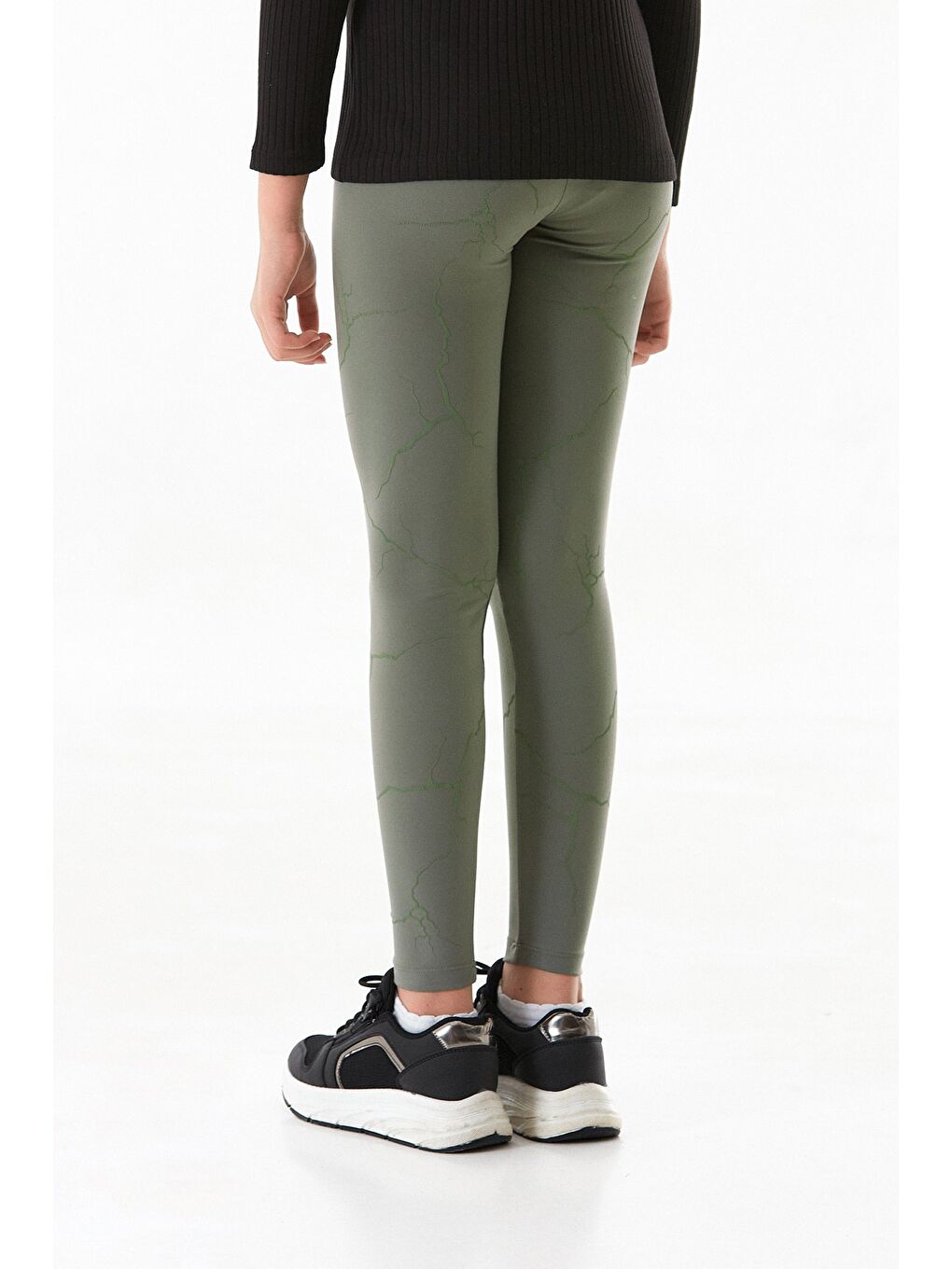 Haki Kabartma Baskılı Kız Çocuk Tayt-3