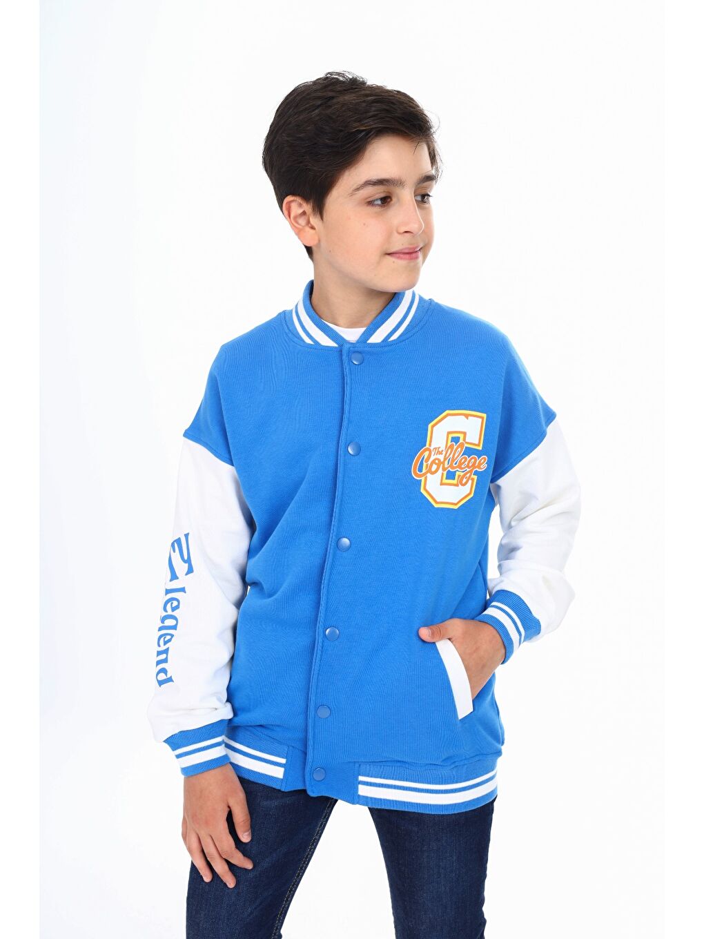 Mavi Erkek Çocuk Baskılı Kolej Hırka-1