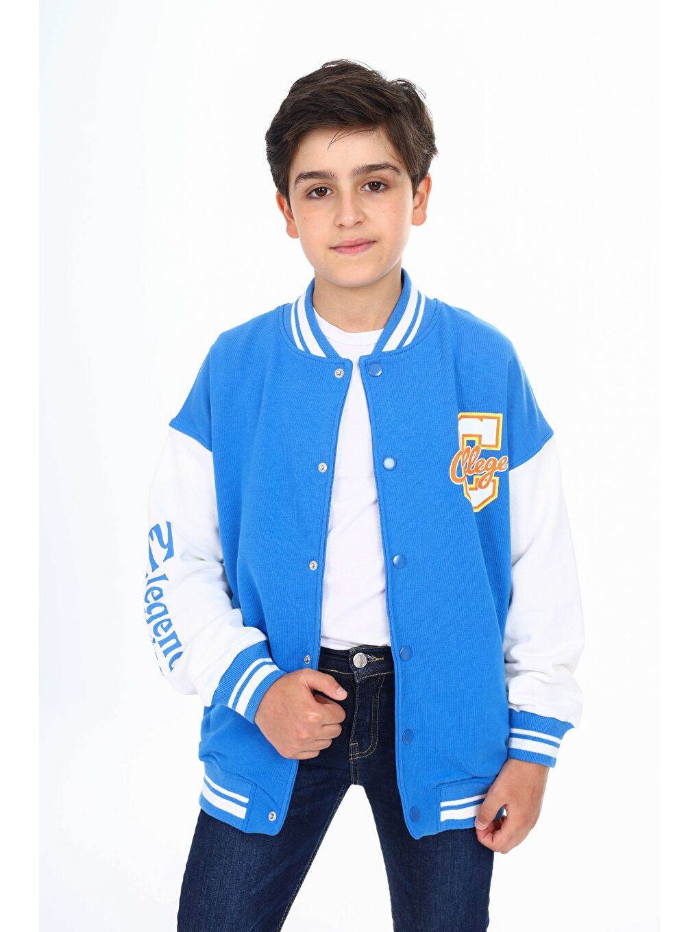 Mavi Erkek Çocuk Baskılı Kolej Hırka-3