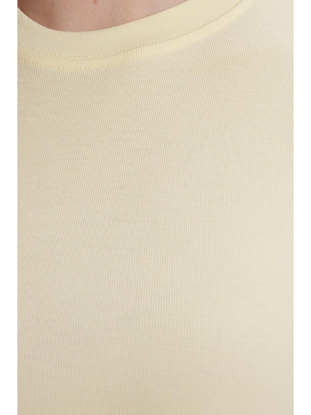 Kadın Regular Fit Klasik Kesim Bisiklet Yaka Viskon Kumaş Ultra Soft Sarı Tişört-5
