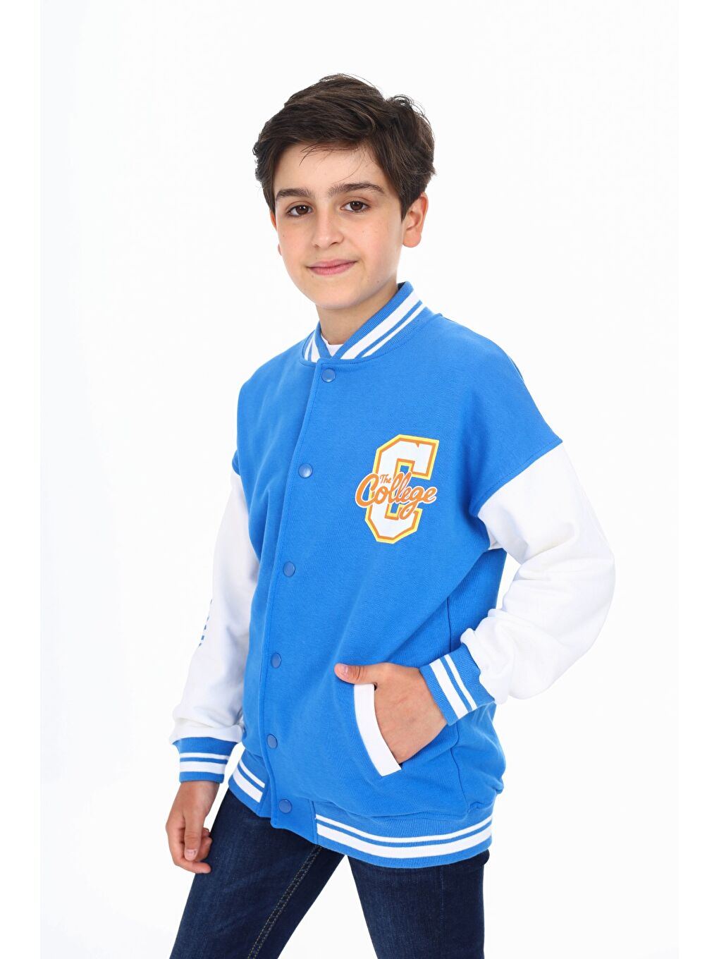 Mavi Erkek Çocuk Baskılı Kolej Hırka-4