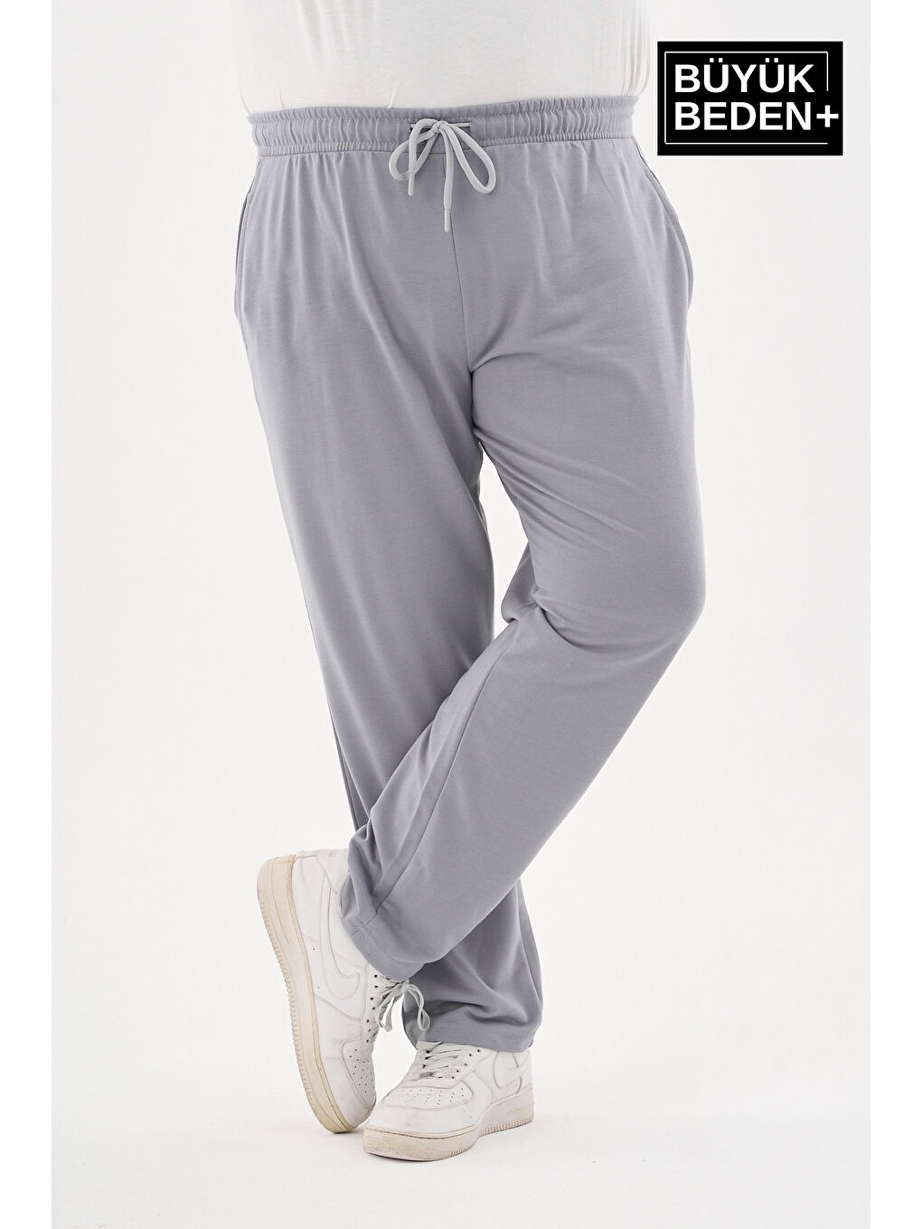 Gri Erkek Büyük Beden İnce Eşofman Altı SPR25BEA52-1