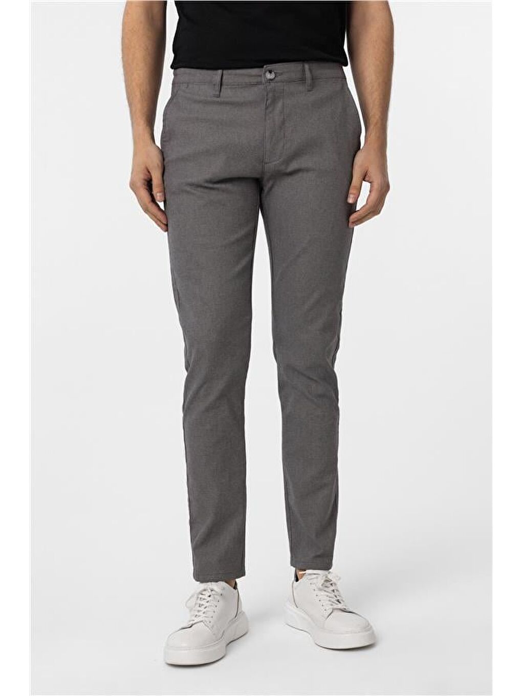 Gri Slim Armürlü Pantolon-1