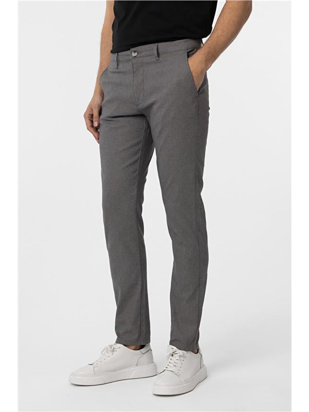 Gri Slim Armürlü Pantolon-2