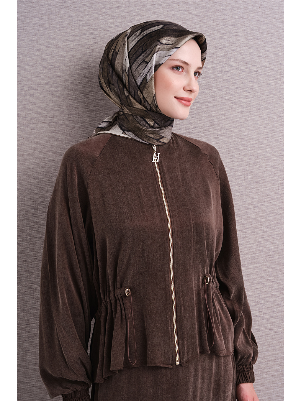 Kahverengi Saf İpek Twill Eşarp 9612d 04-1