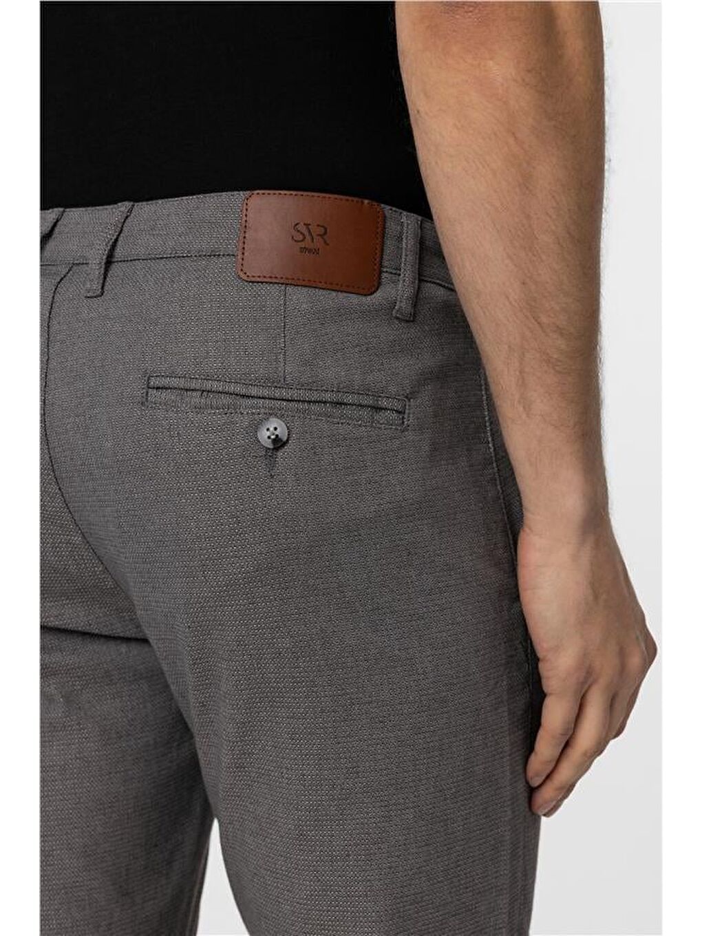 Gri Slim Armürlü Pantolon-3