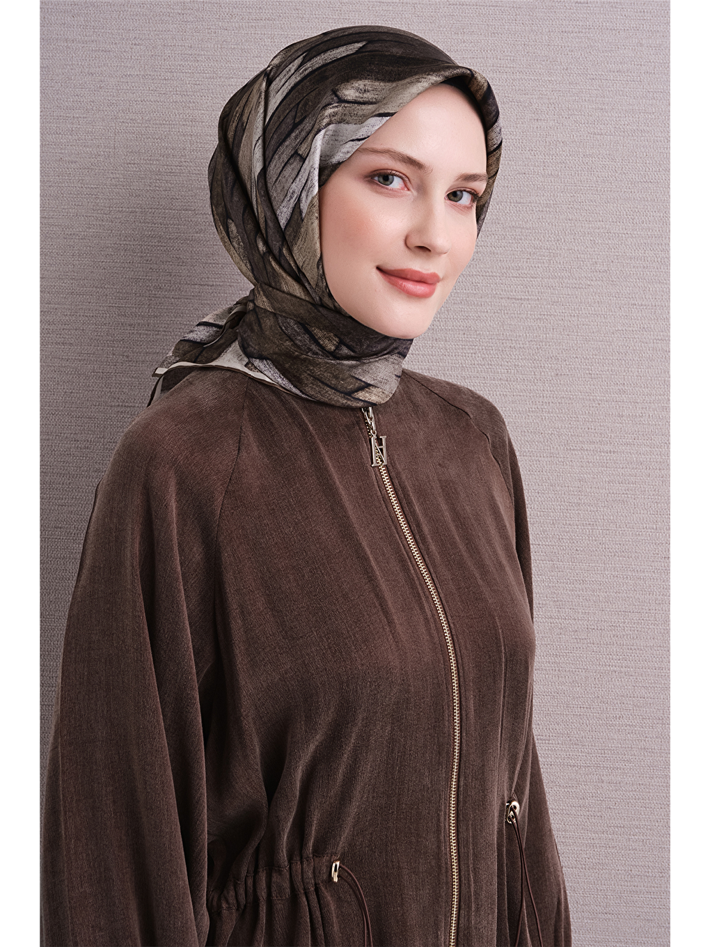 Kahverengi Saf İpek Twill Eşarp 9612d 04-3