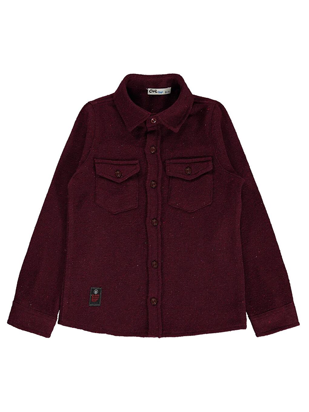 Boys Çift Cep Basic 6-9 Yaş Gömlek - Bordo 6-7 Yaş