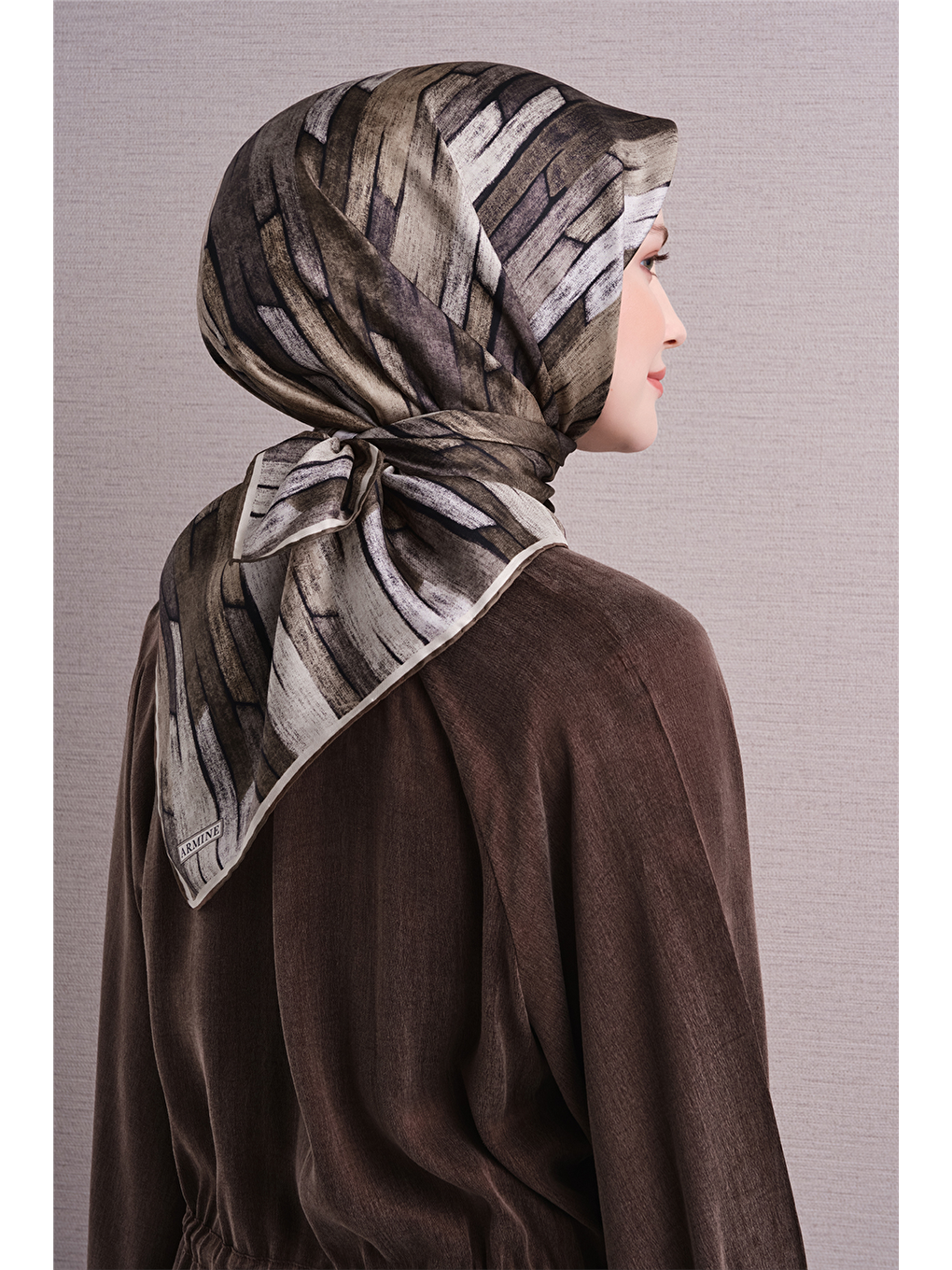 Kahverengi Saf İpek Twill Eşarp 9612d 04-4