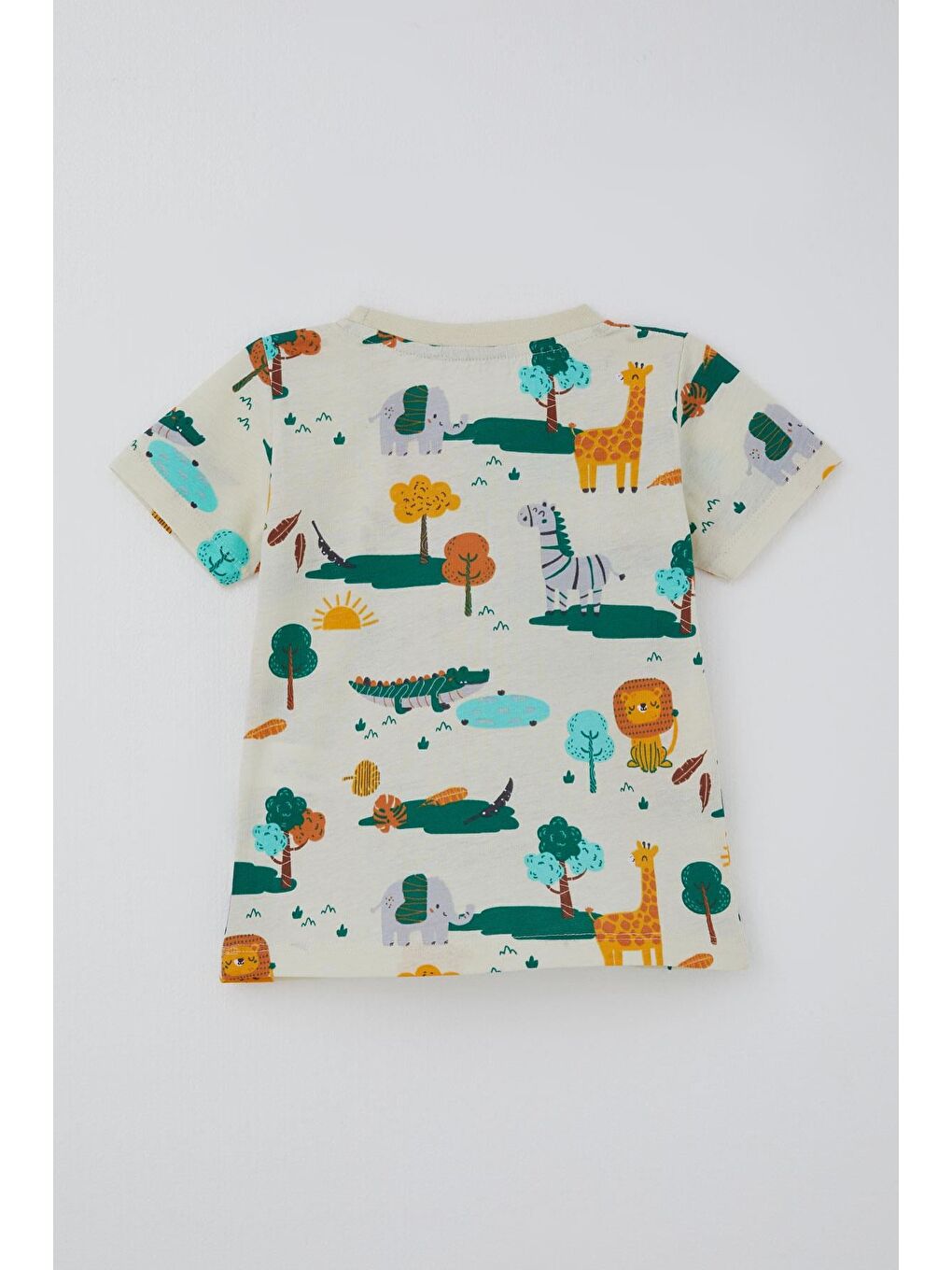 Erkek Çocuk Şortlu Pijama Takımı Safari Temalı Sevimli Hayvancıklar Desenli Sarı (1.5-5 Yaş)-3