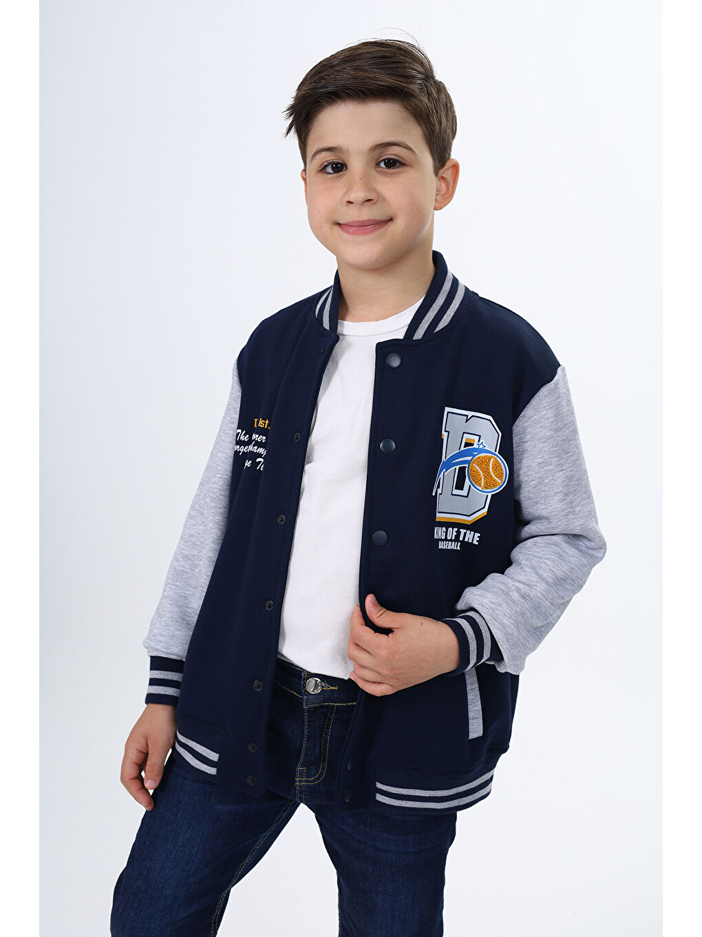 Lacivert Erkek Çocuk Baskılı Kolej Hırka-1