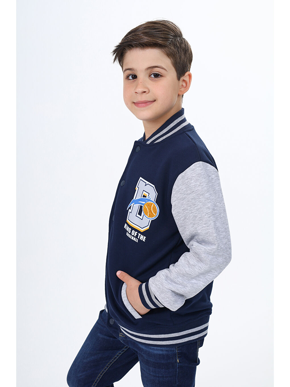 Lacivert Erkek Çocuk Baskılı Kolej Hırka-2