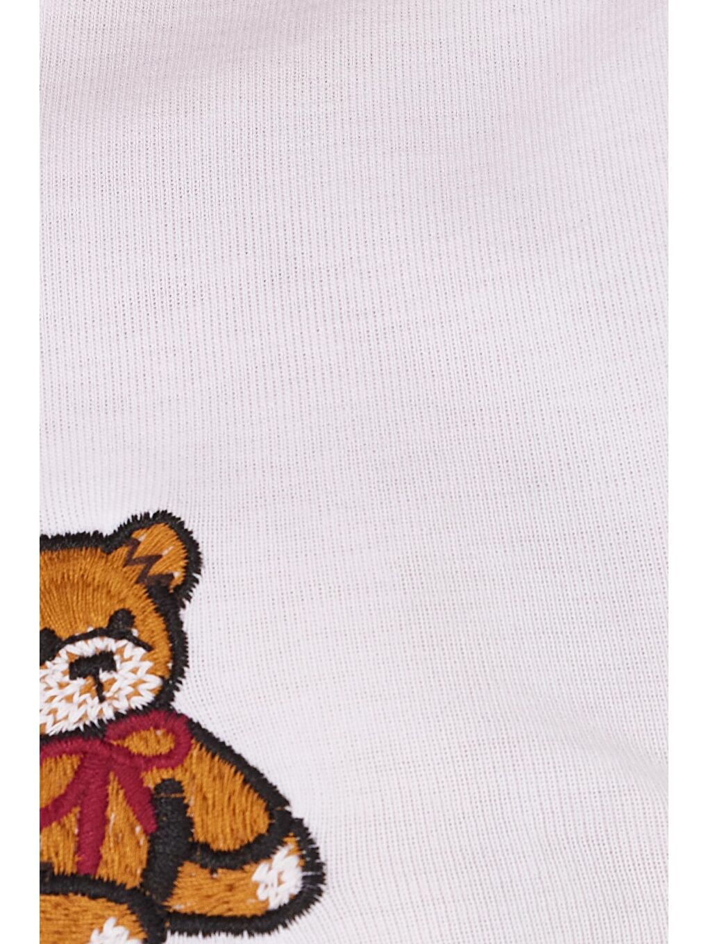 Kadın Slim Fit Dar Kesim Kısa Kollu Bisiklet Yaka Nakışlı Beyaz Tişört-5