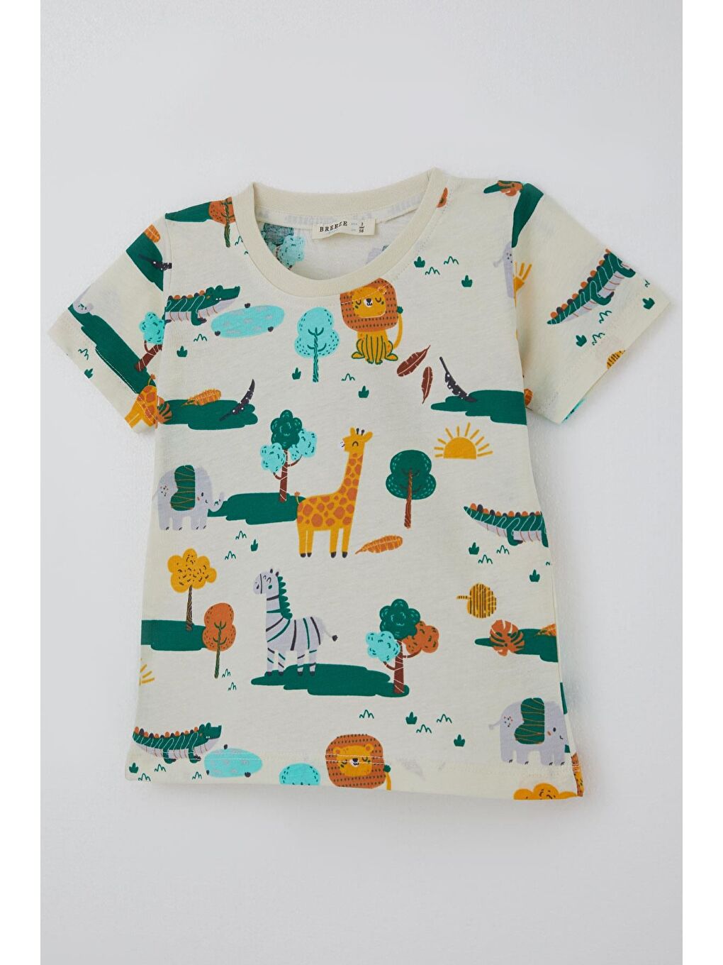 Erkek Çocuk Şortlu Pijama Takımı Safari Temalı Sevimli Hayvancıklar Desenli Sarı (1.5-5 Yaş)-5