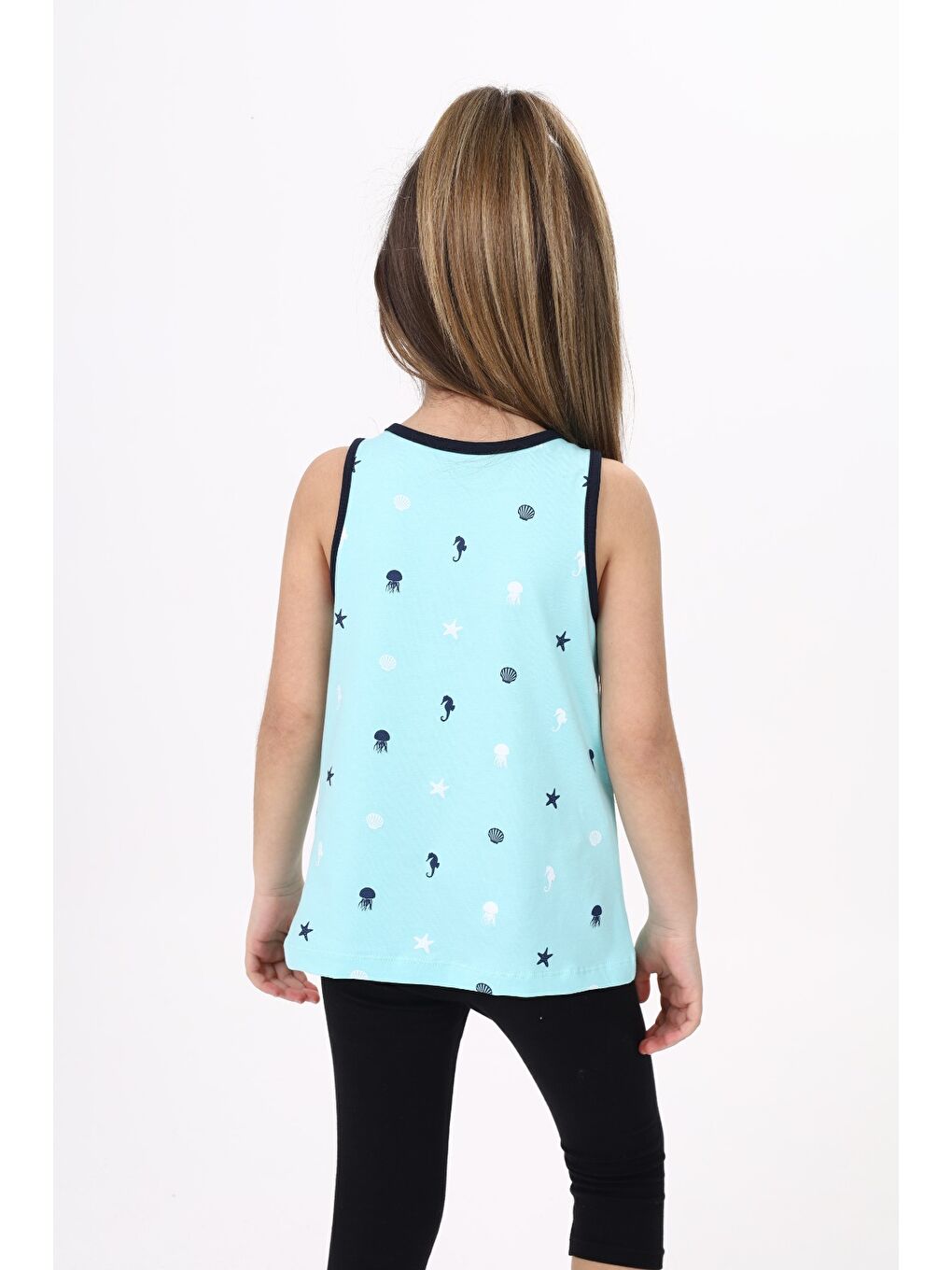 Turkuaz Kız Çocuk Baskılı Atlet-3
