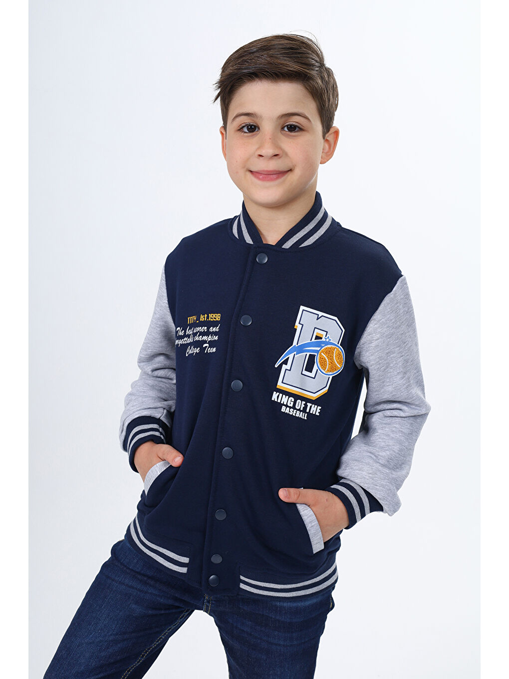 Lacivert Erkek Çocuk Baskılı Kolej Hırka-5