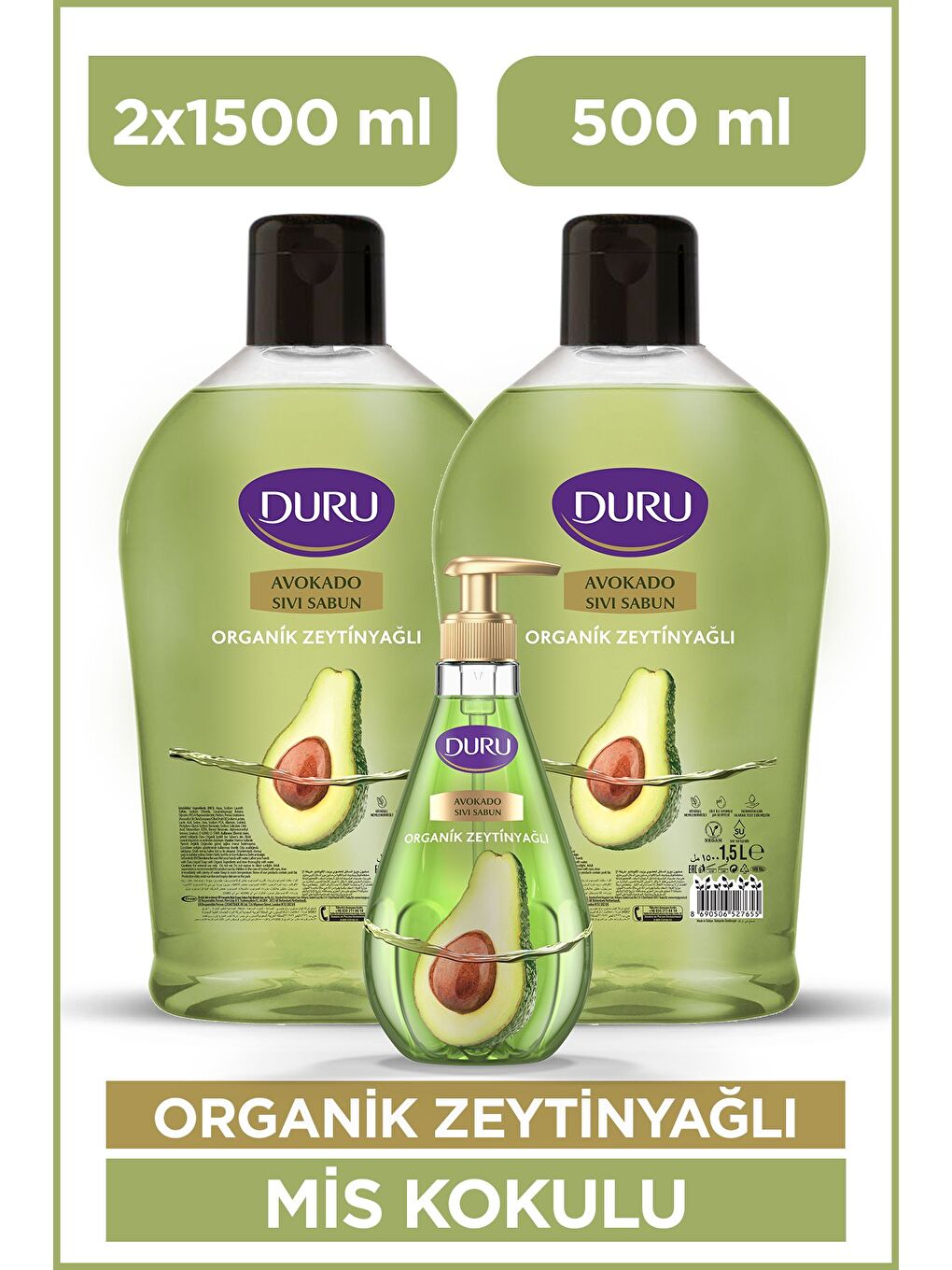 Organik Zeytinyağlı Sıvı Sabun Avokado 1,5 1,5 500ml
