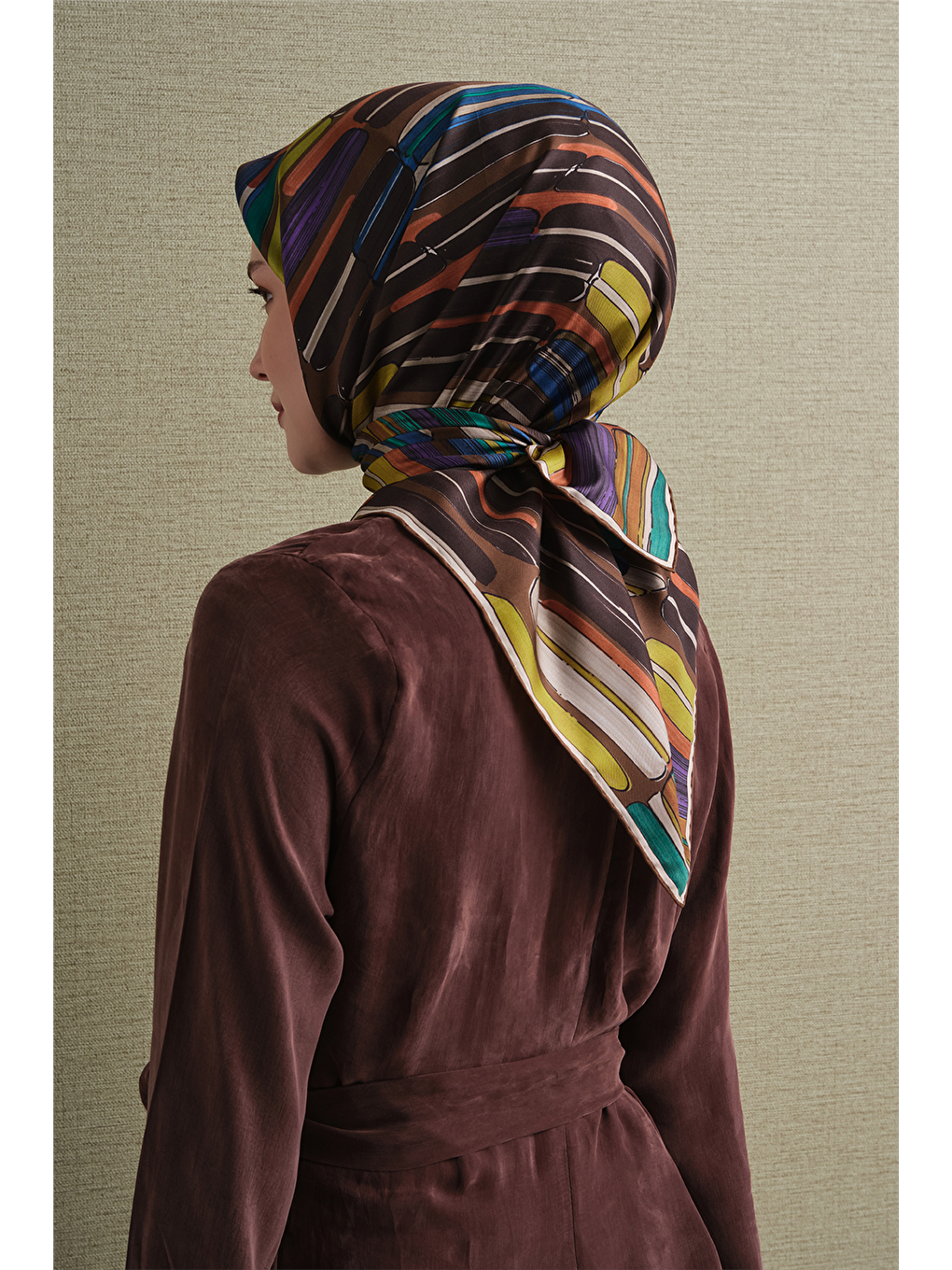 Kahverengi Saf İpek Twill Eşarp 9616d 03-3