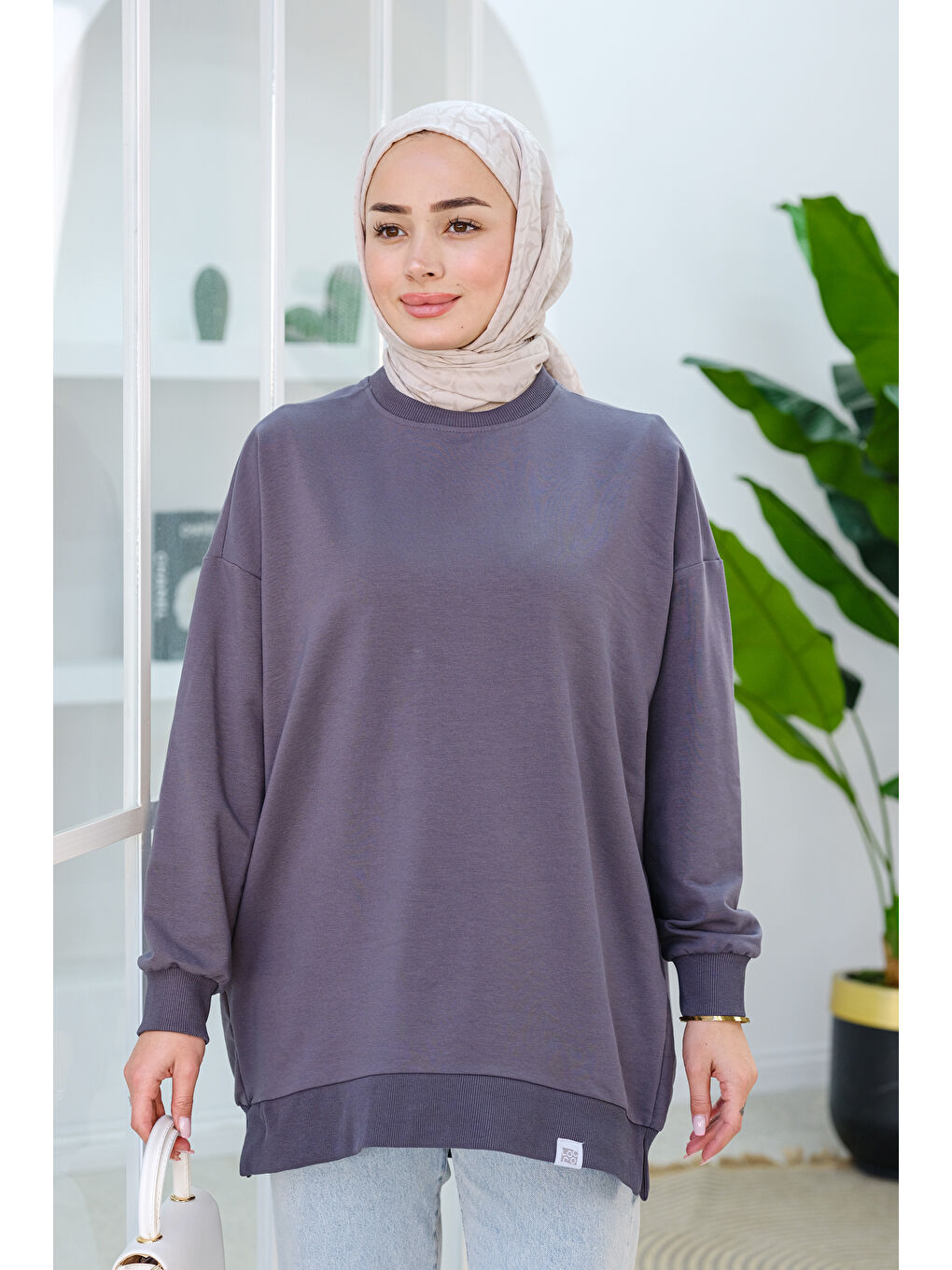 Locco Moda Gri Arma Detay Oversize Tunik Gri