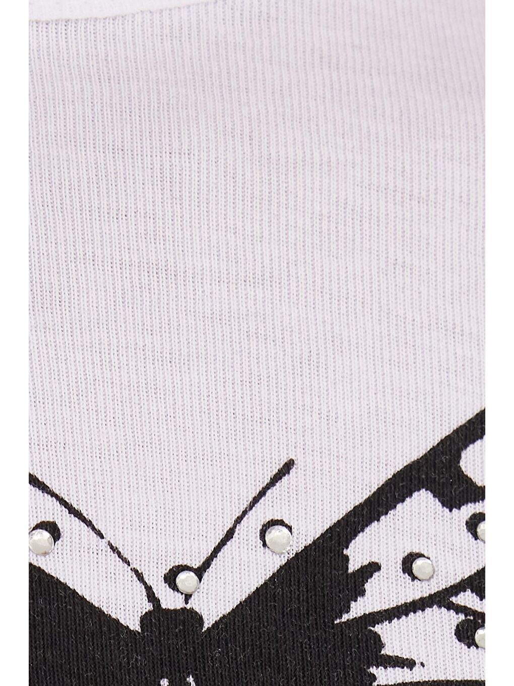 Kadın Slim Fit Dar Kesim Kısa Kollu Bağlamalı Bisiklet Yaka Baskılı Beyaz Tişört-5