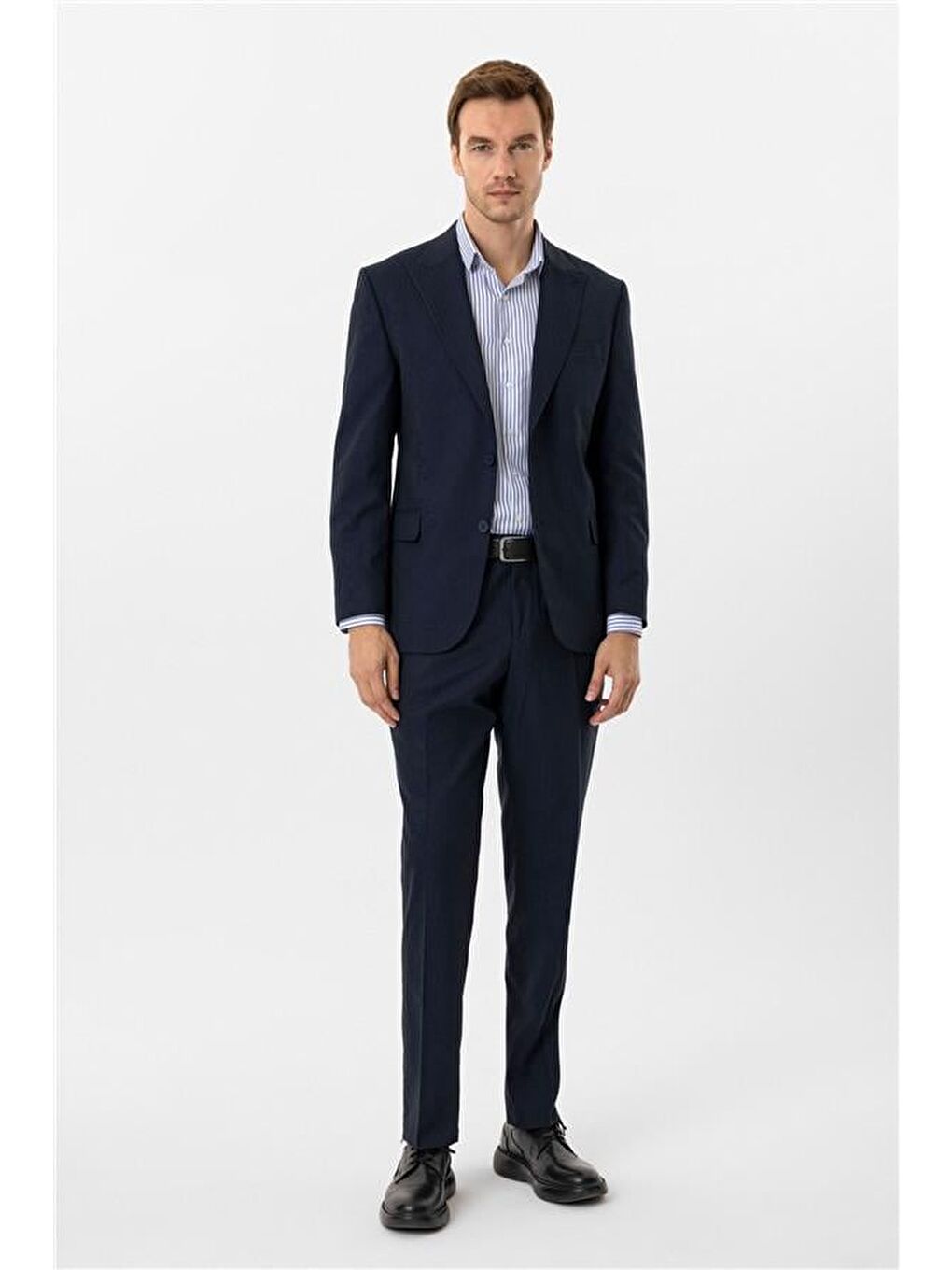 Lacivert Regular Desenli Sivri Yaka 4 Drop Takım Elbise-1