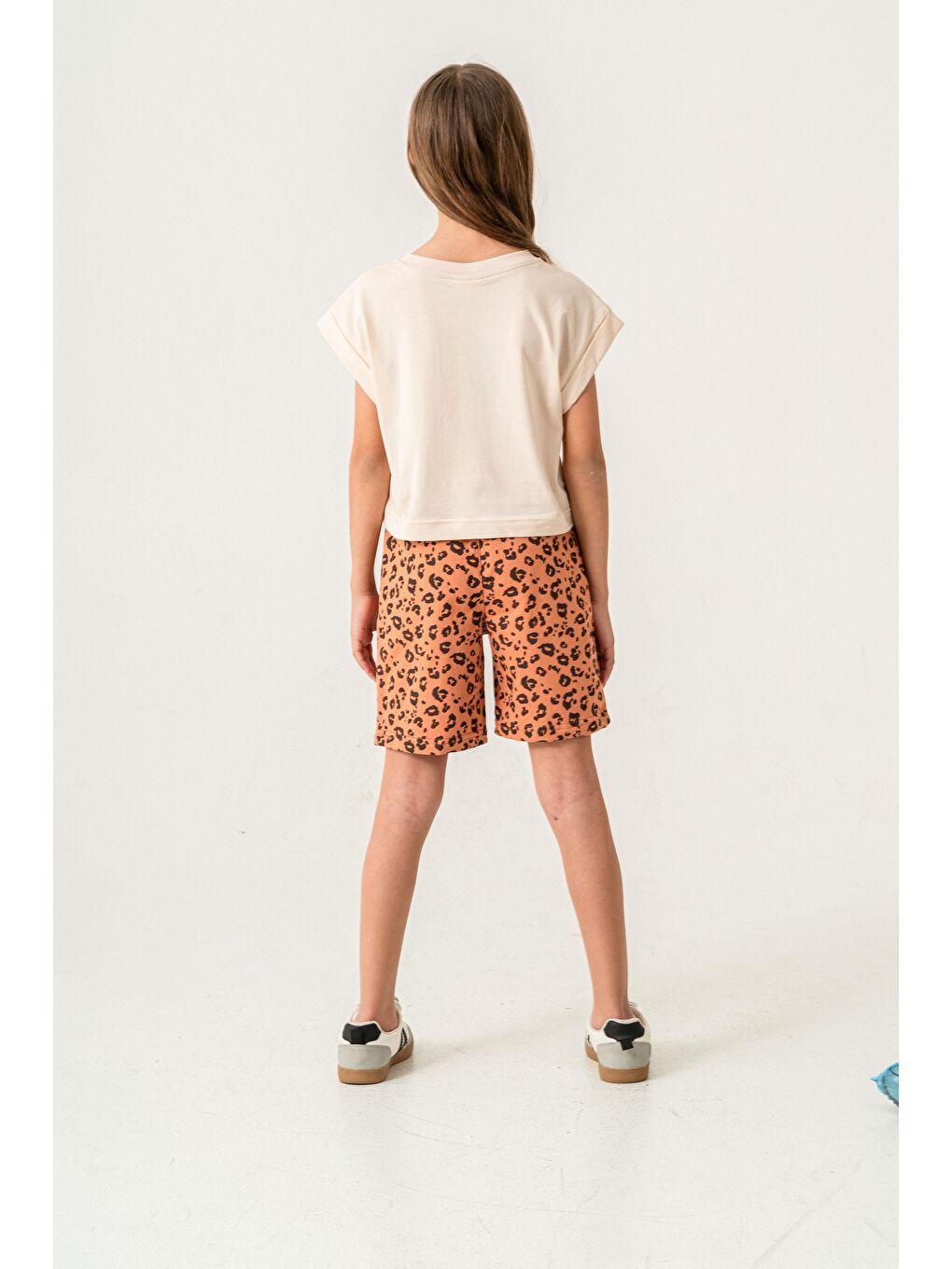 Kahverengi Mucho Amor Baskılı  Kız Çocuk Şort - Tişört Takımı-4