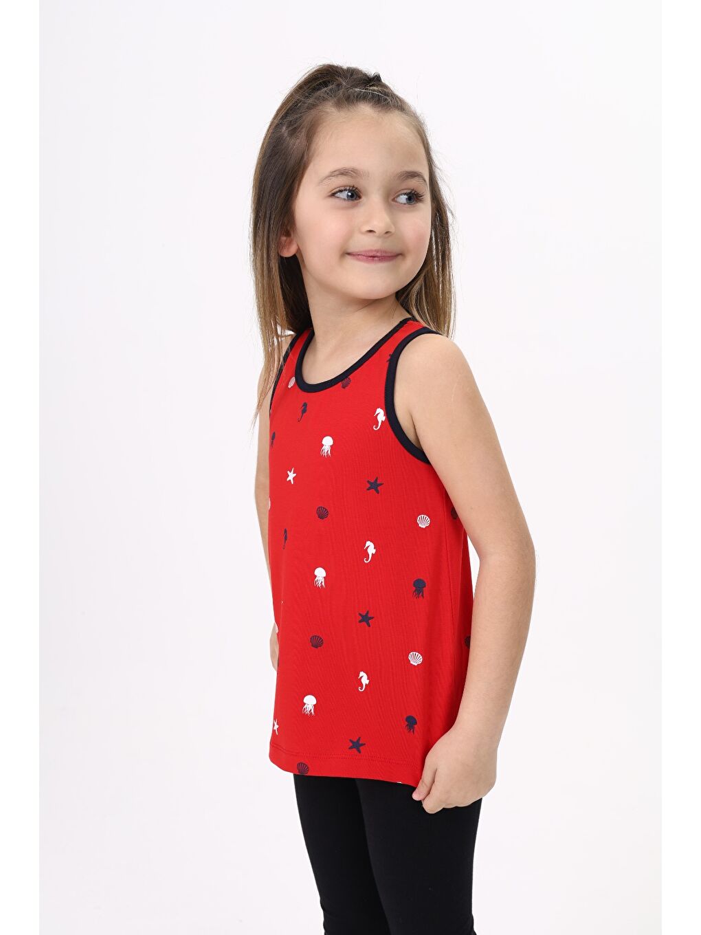 Kırmızı Kız Çocuk Baskılı Atlet-2