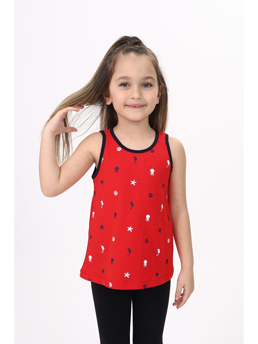 Kırmızı Kız Çocuk Baskılı Atlet-3