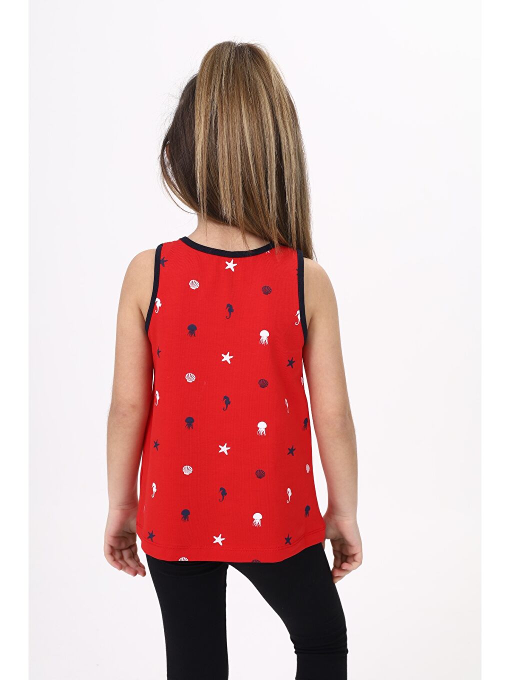 Kırmızı Kız Çocuk Baskılı Atlet-4