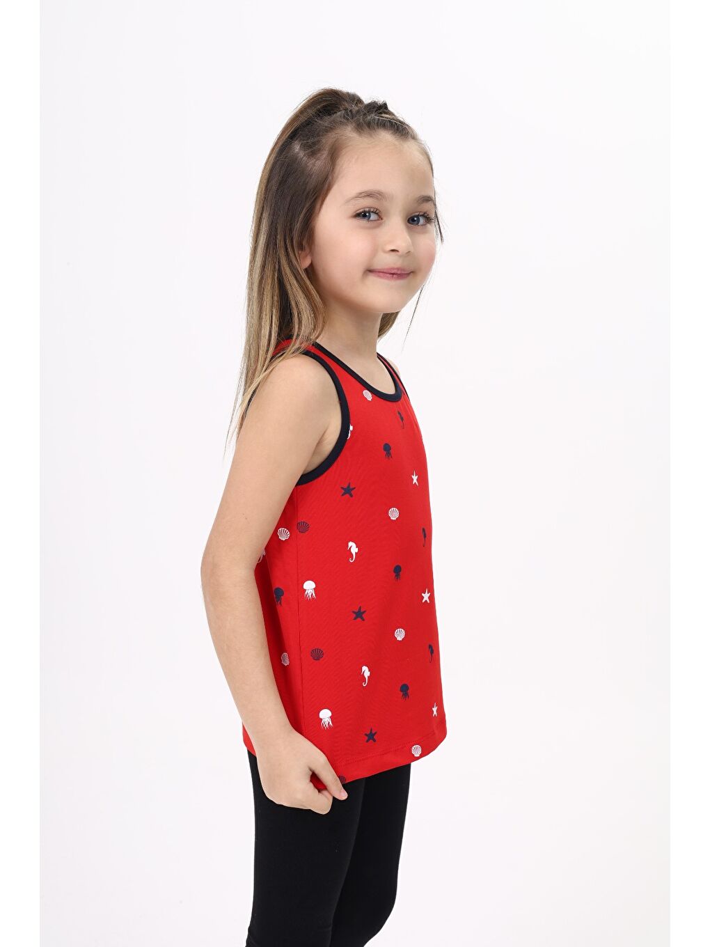 Kırmızı Kız Çocuk Baskılı Atlet-6