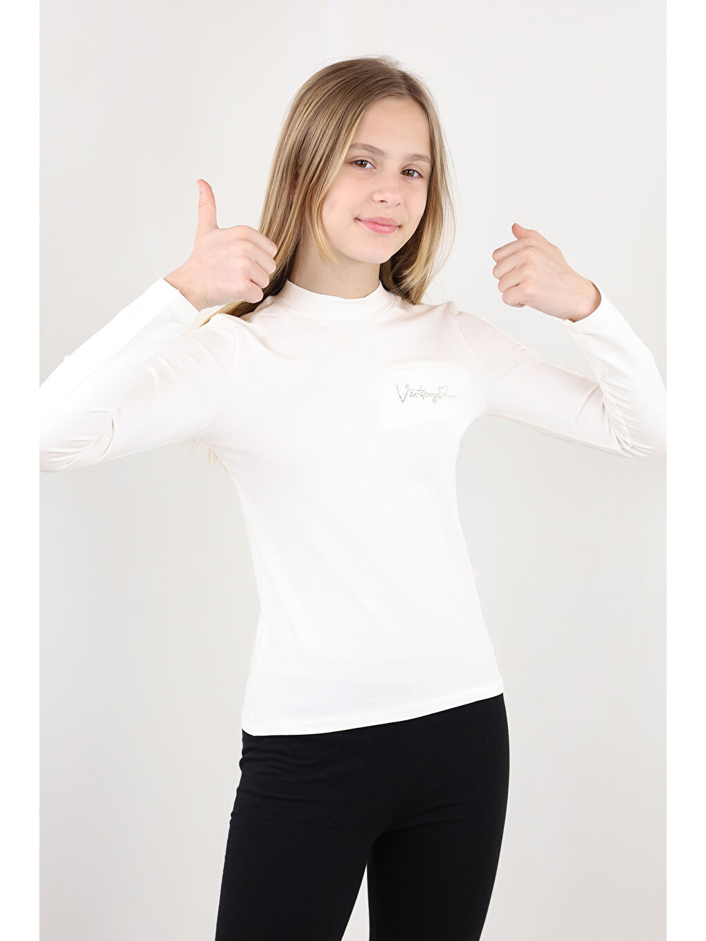 Ekru Kız Çocuk Okul Tişört