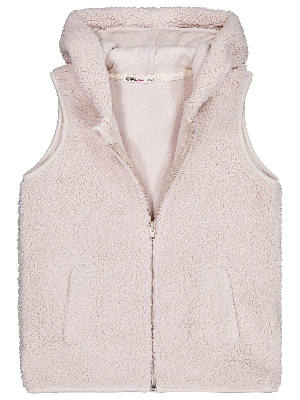 Girls Düz 6-9 Yaş Yelek - Bej 7-8 Yaş